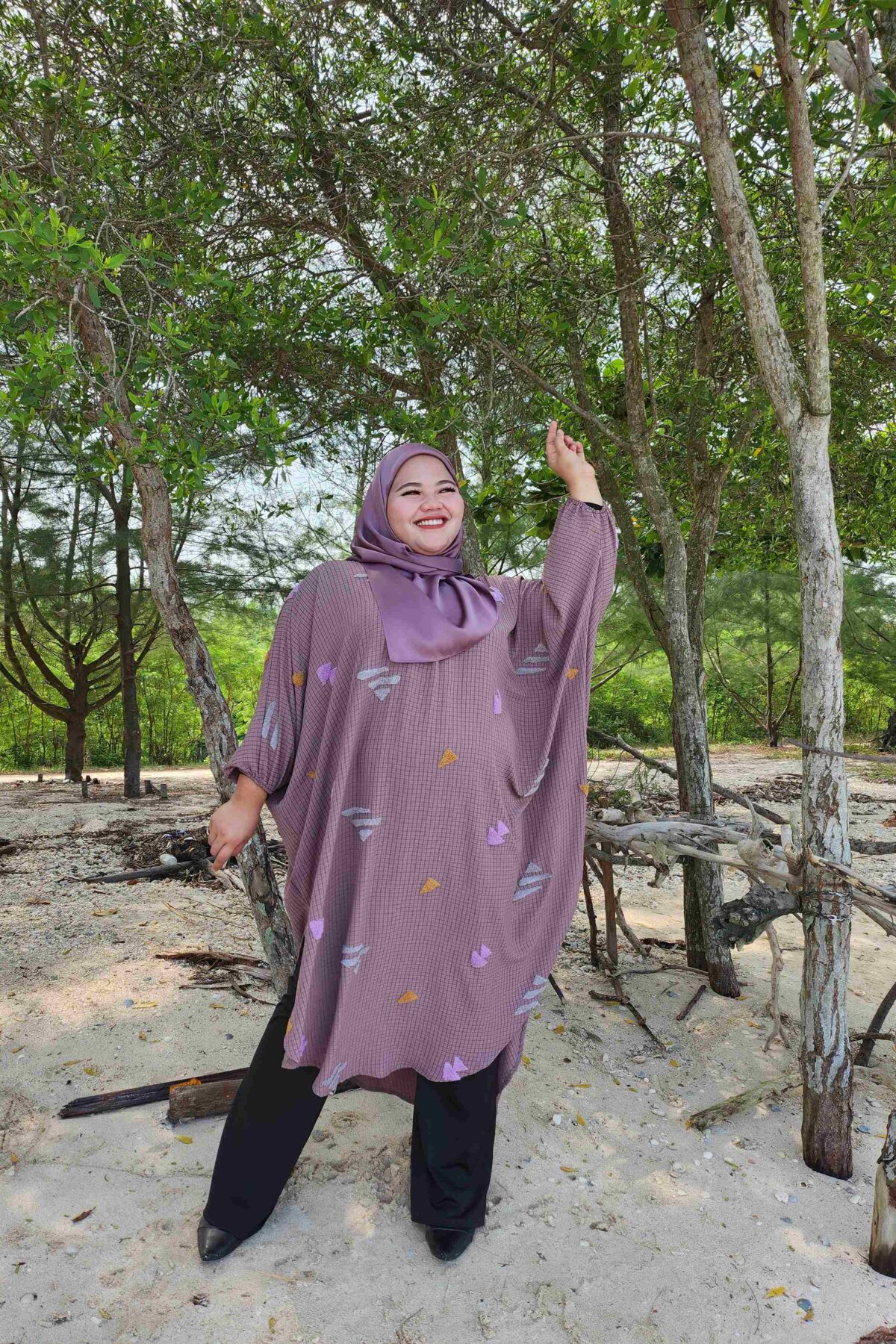 EDORA KAFTAN ASH PURPLE