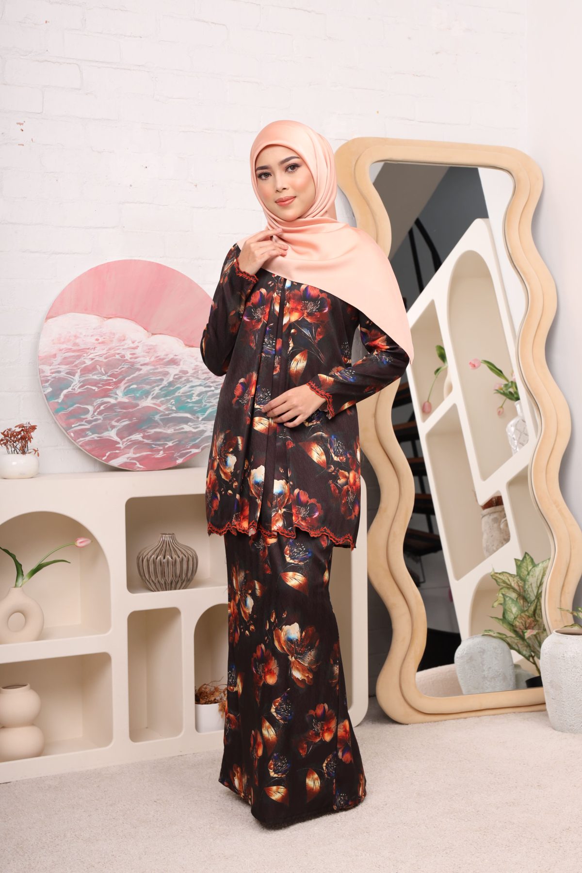 FATHINA PEPLUM RUST BLACK