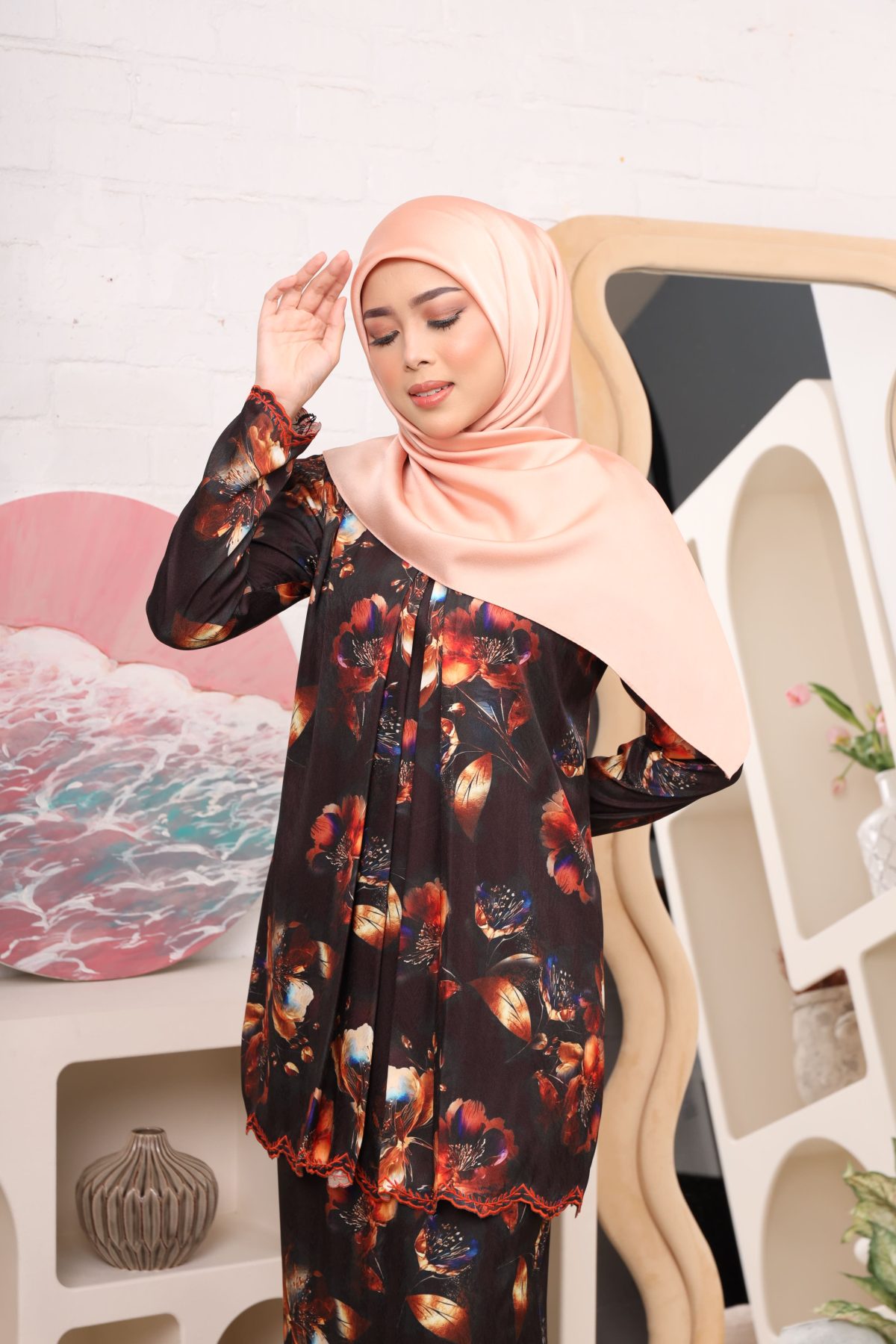 FATHINA PEPLUM RUST BLACK